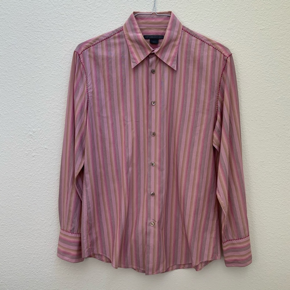 JOHN VARVATOS long sleeve pink striped button down